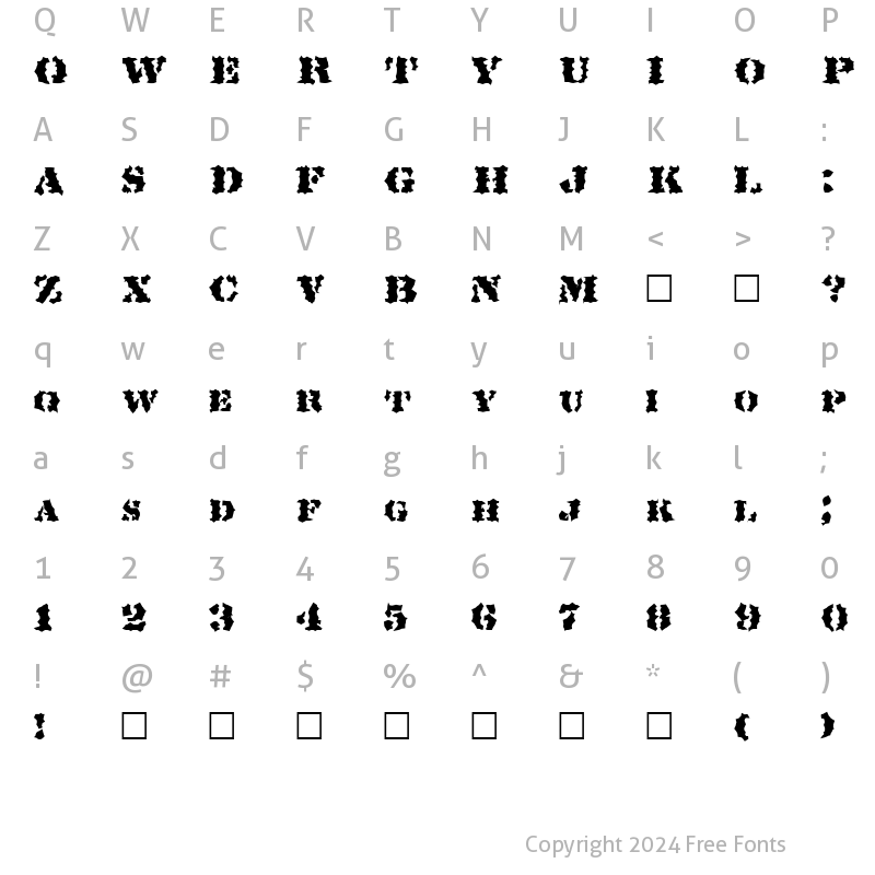 Character Map of FZ WACKY 19 Normal