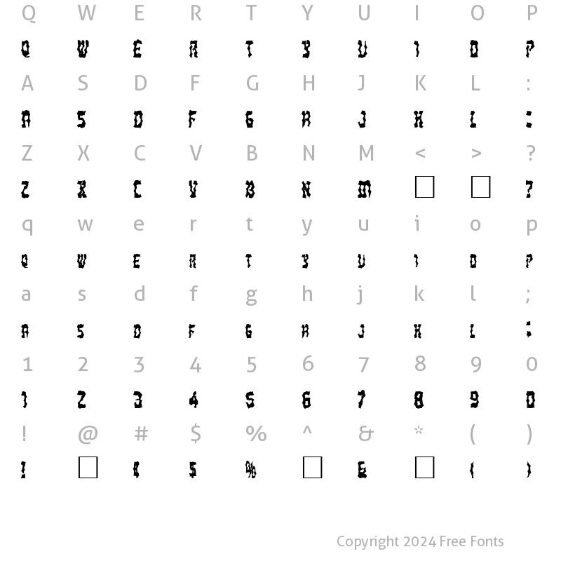 Character Map of FZ WACKY 21 Normal