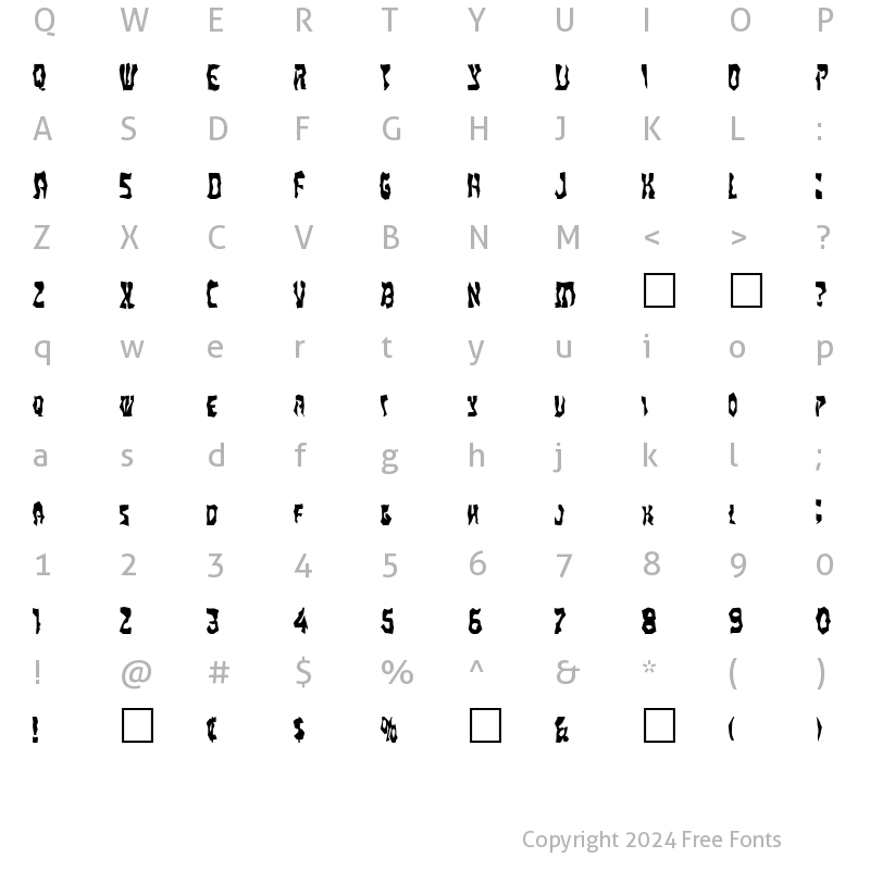 Character Map of FZ WACKY 22 Normal