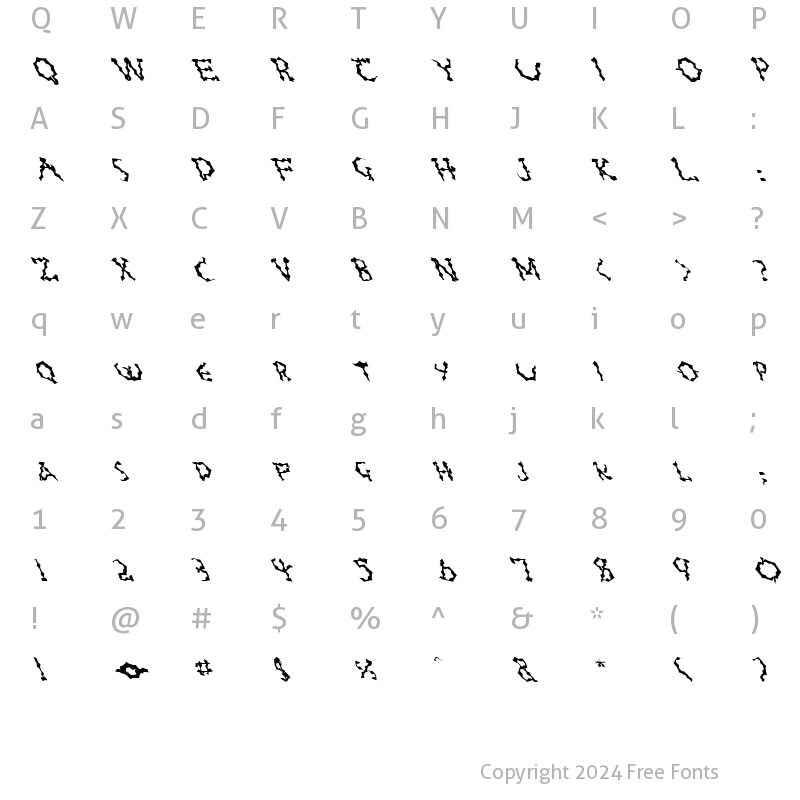 Character Map of FZ WACKY 23 LEFTY Normal