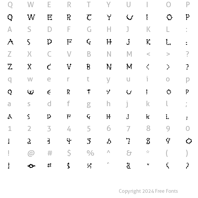 Character Map of FZ WACKY 23 Normal