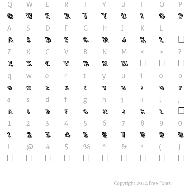 Character Map of FZ WACKY 24 LEFTY Normal