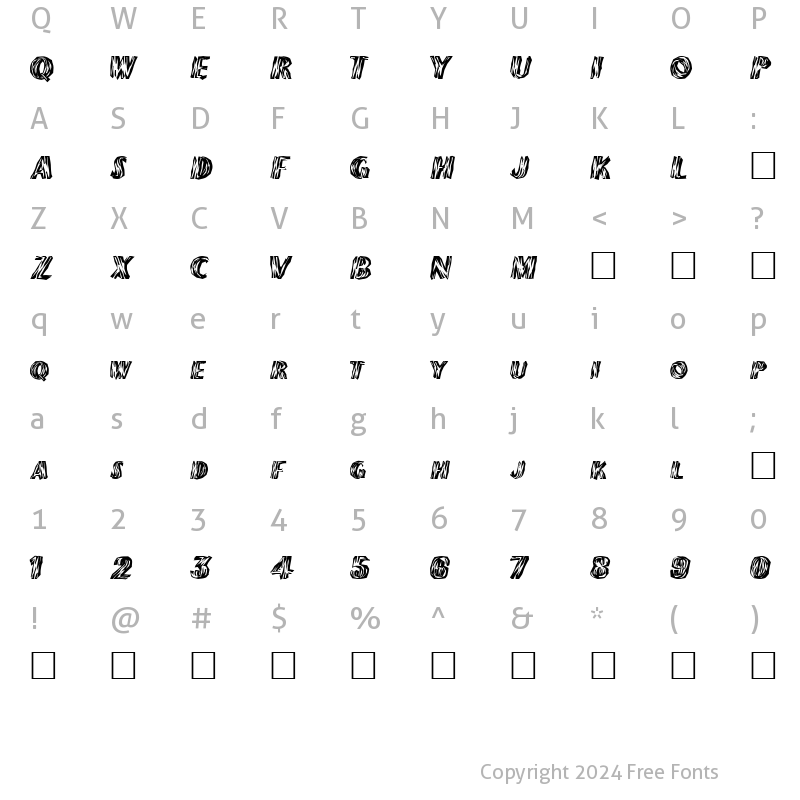 Character Map of FZ WACKY 24 Normal