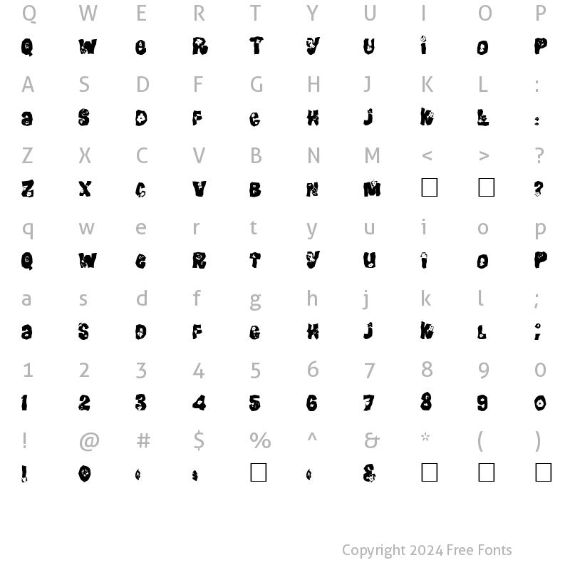 Character Map of FZ WACKY 25 Normal