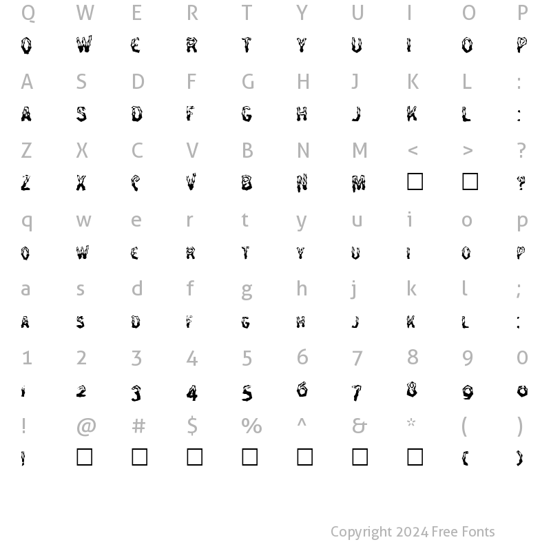 Character Map of FZ WACKY 26 Normal