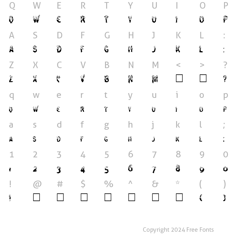 Character Map of FZ WACKY 27 Normal