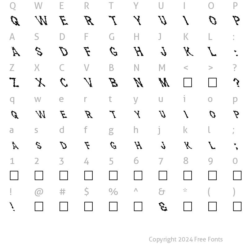 Character Map of FZ WACKY 28 LEFTY Normal