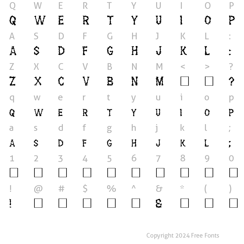 Character Map of FZ WACKY 28 Normal