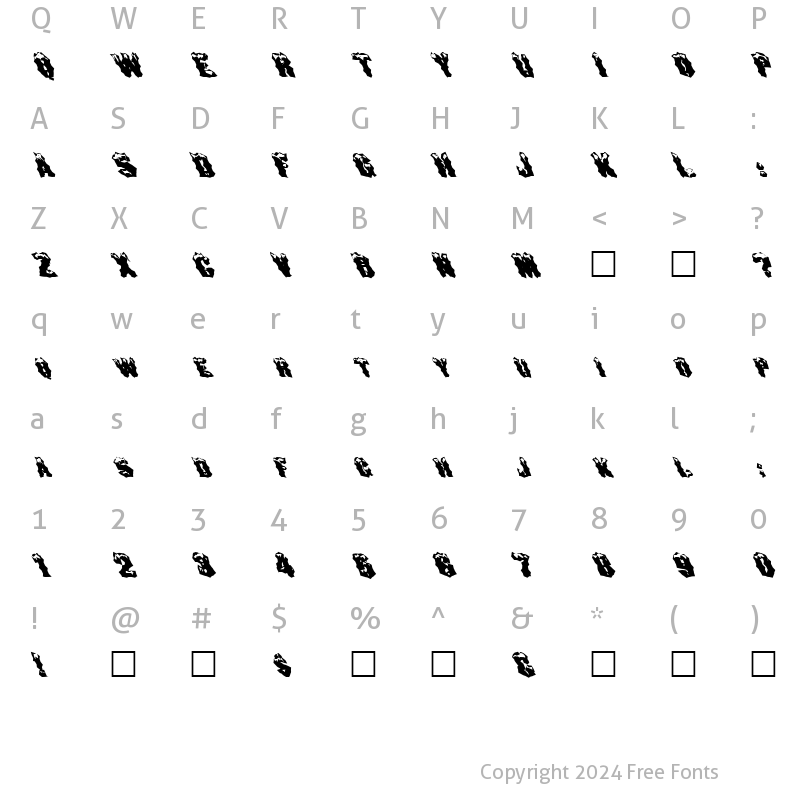 Character Map of FZ WACKY 29 LEFTY Normal