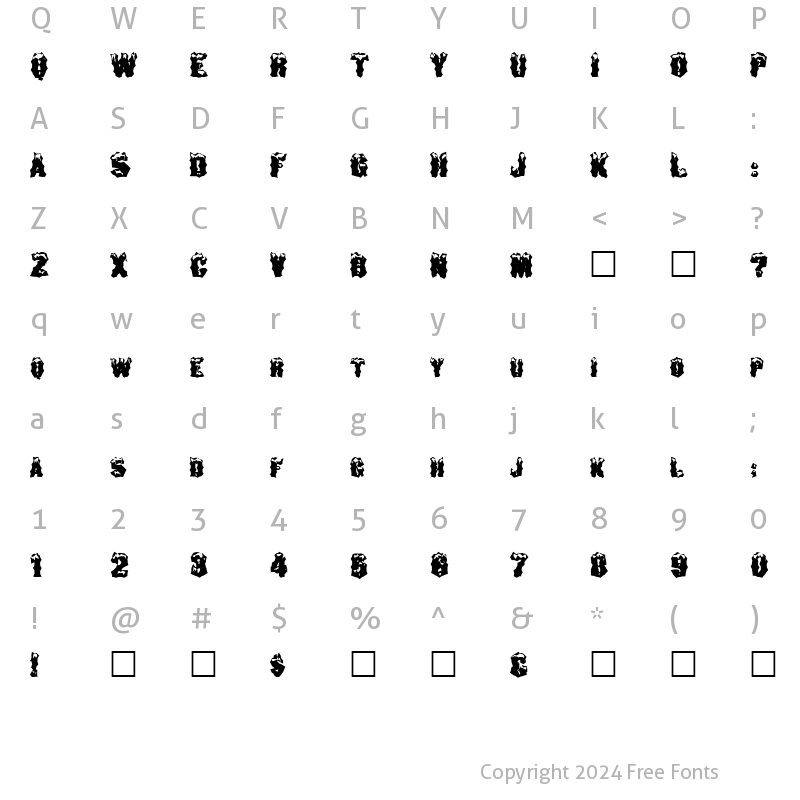 Character Map of FZ WACKY 29 Normal