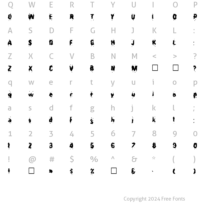 Character Map of FZ WACKY 30 Normal