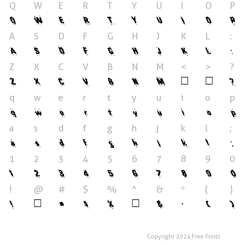 Character Map of FZ WACKY 31 LEFTY Normal