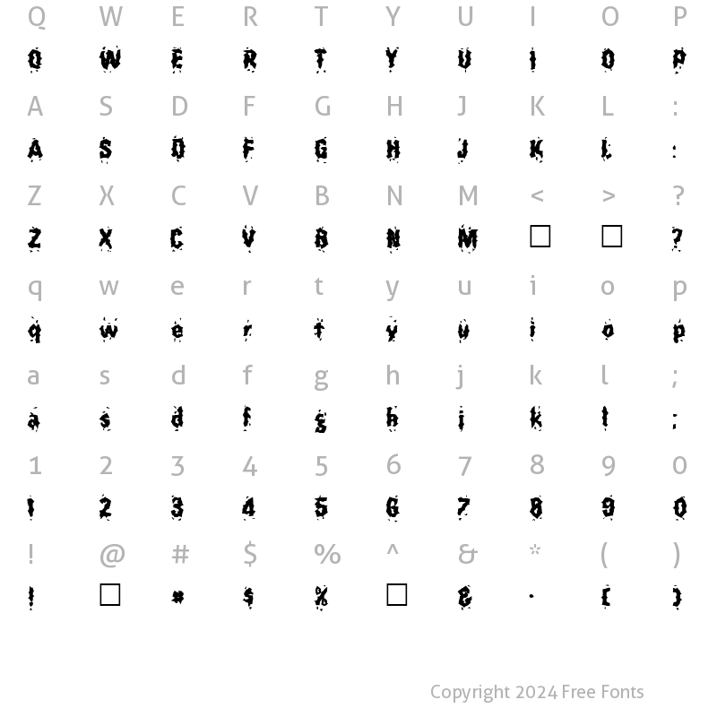 Character Map of FZ WACKY 31 Normal