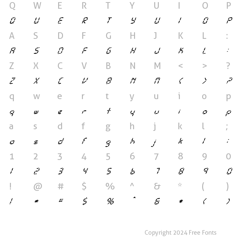 Character Map of FZ WACKY 32 ITALIC Normal