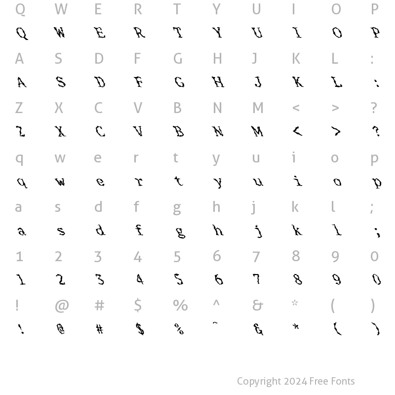 Character Map of FZ WACKY 33 LEFTY Normal