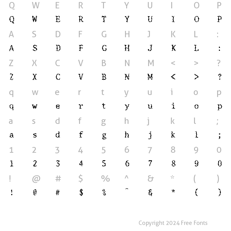 Character Map of FZ WACKY 33 Normal