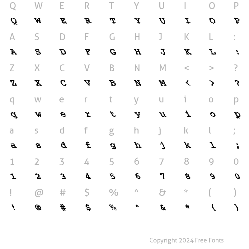 Character Map of FZ WACKY 35 LEFTY Normal