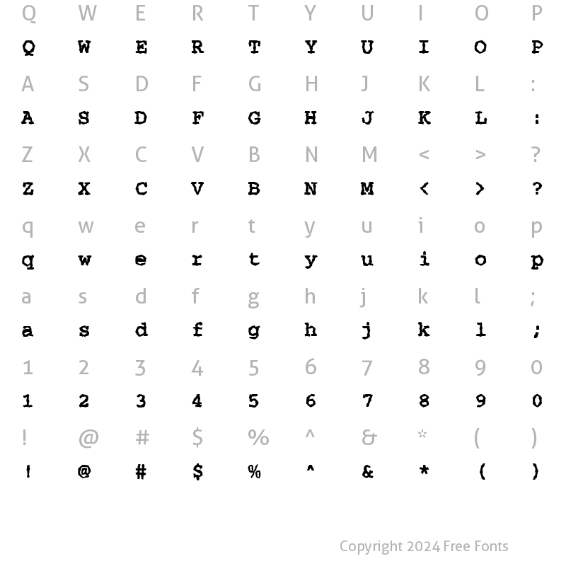 Character Map of FZ WACKY 35 Normal