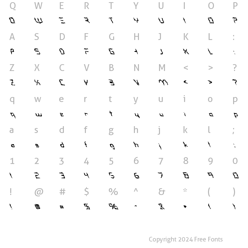 Character Map of FZ WACKY 38 LEFTY Normal