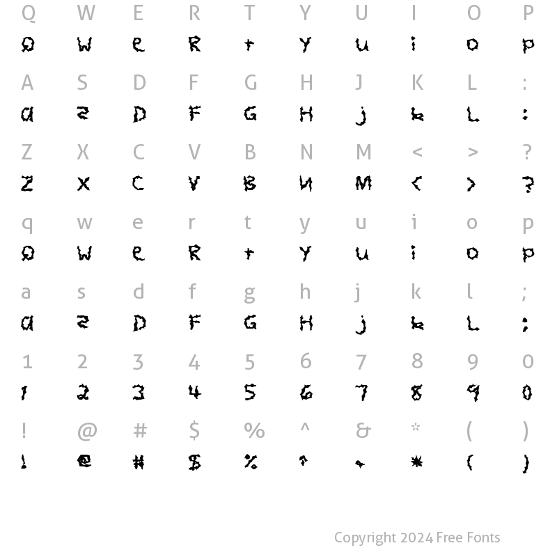 Character Map of FZ WACKY 4 Normal