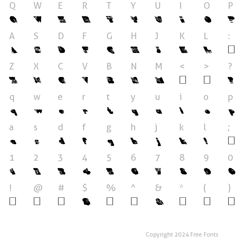 Character Map of FZ WACKY 40 LEFTY Normal