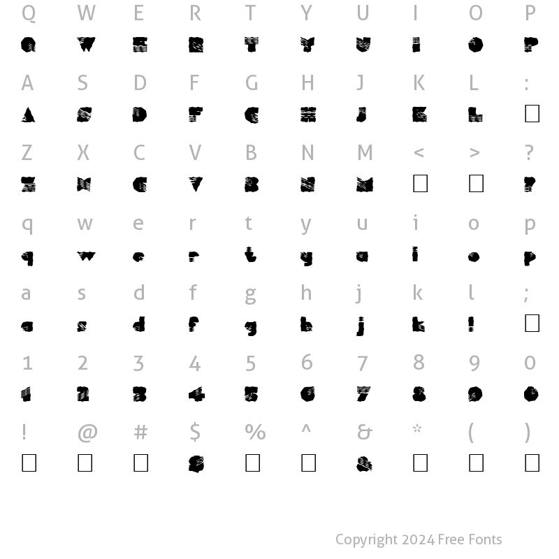 Character Map of FZ WACKY 40 Normal