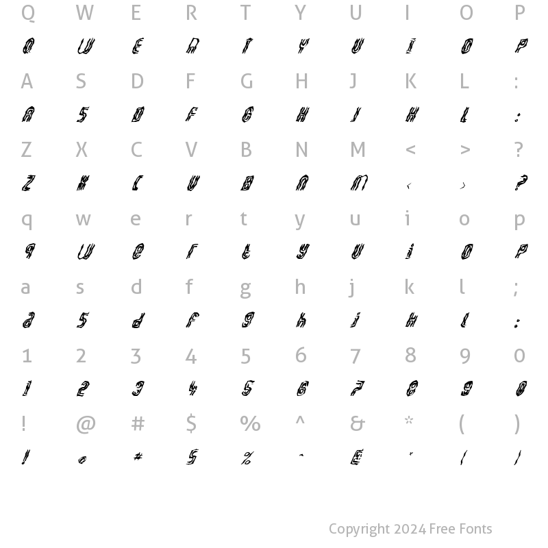 Character Map of FZ WACKY 41 ITALIC Normal