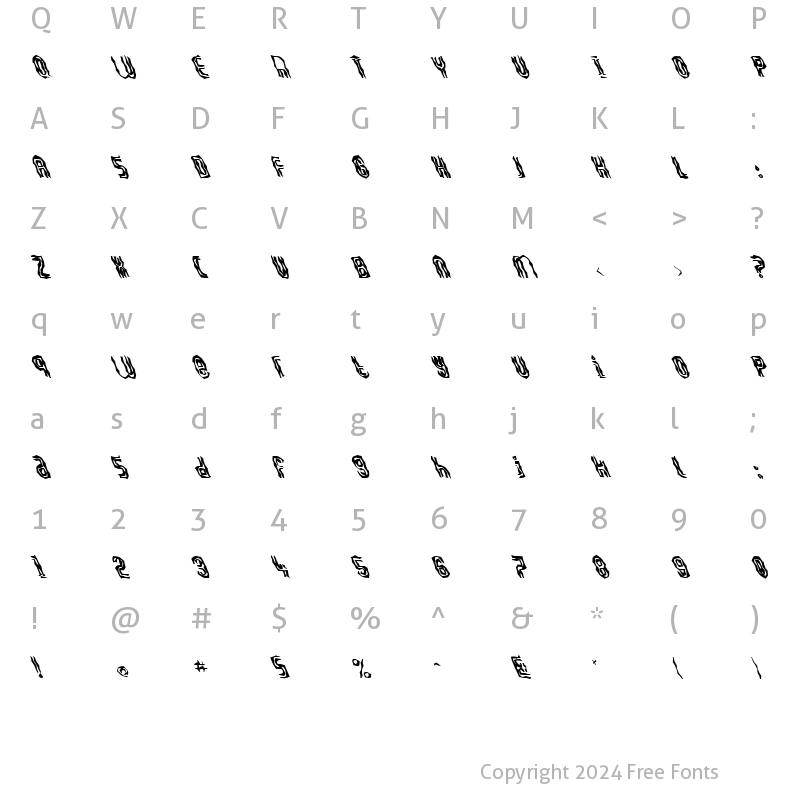 Character Map of FZ WACKY 41 LEFTY Normal