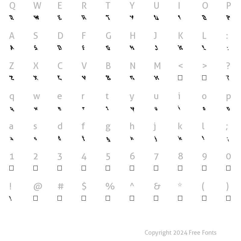 Character Map of FZ WACKY 44 LEFTY Normal