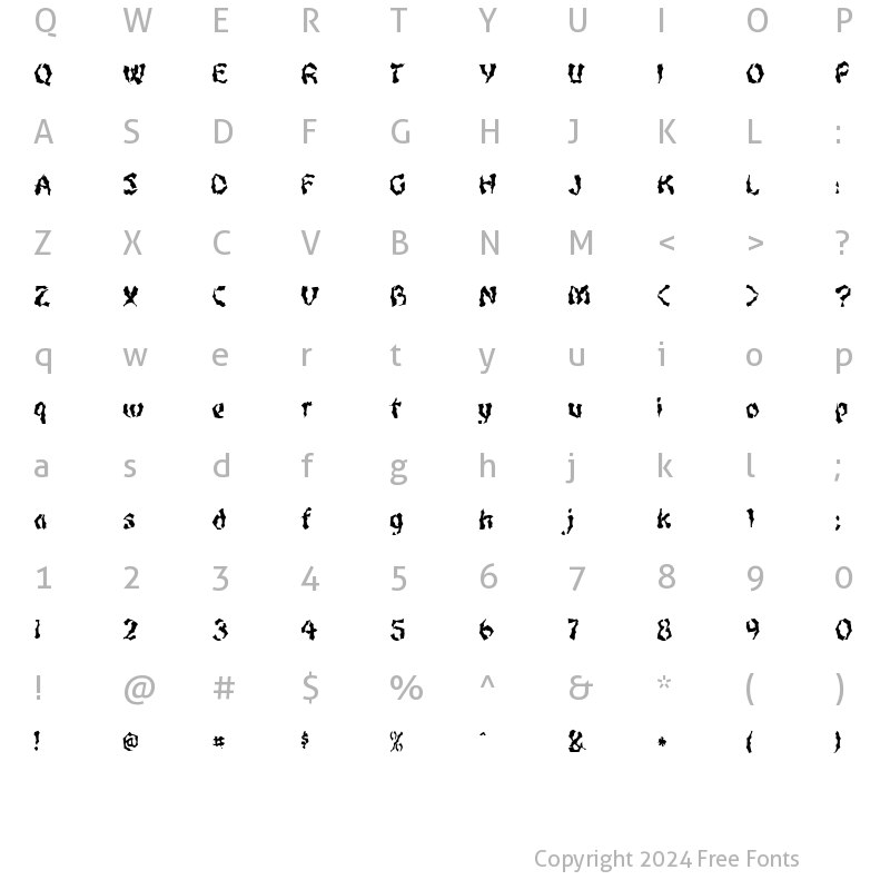 Character Map of FZ WACKY 47 Normal