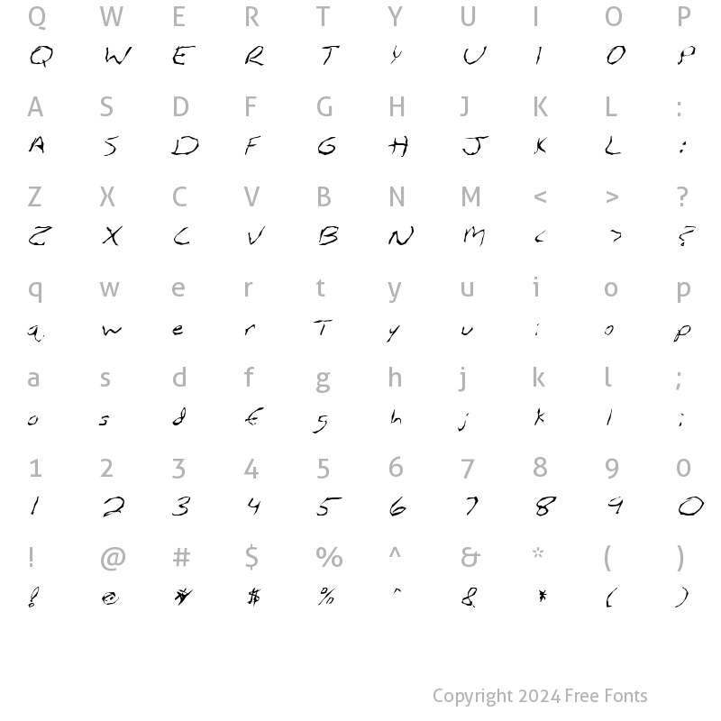 Character Map of FZ WACKY 5 ITALIC Normal