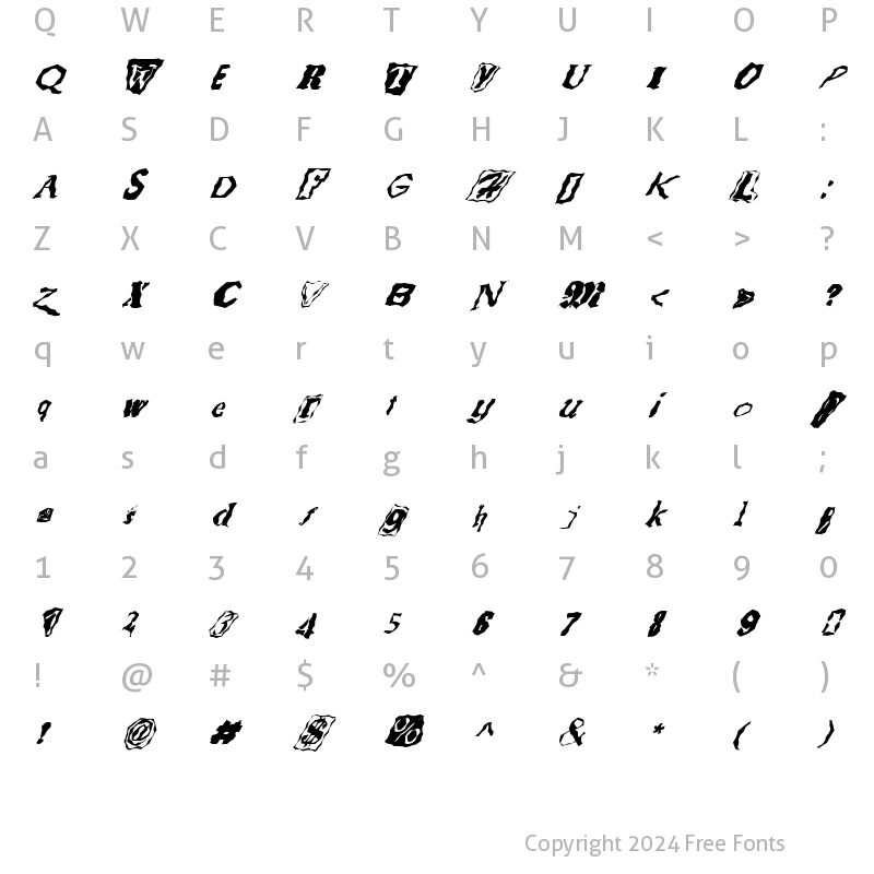 Character Map of FZ WACKY 51 ITALIC Normal