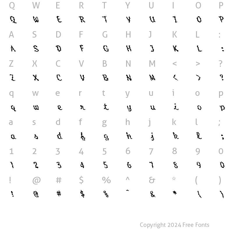 Character Map of FZ WACKY 53 LEFTY Normal