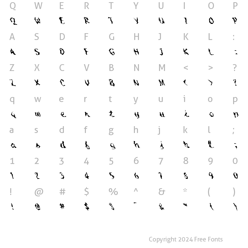 Character Map of FZ WACKY 54 LEFTY Normal
