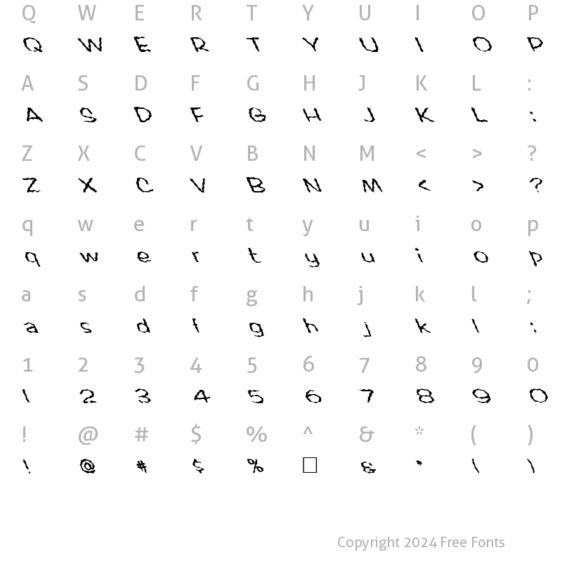 Character Map of FZ WACKY 60 LEFTY Normal