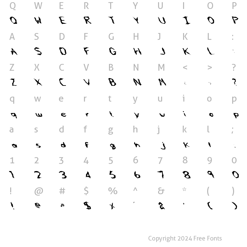 Character Map of FZ WACKY 61 LEFTY Normal