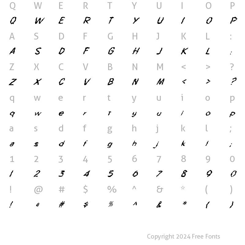 Character Map of FZ WACKY 63 ITALIC Normal