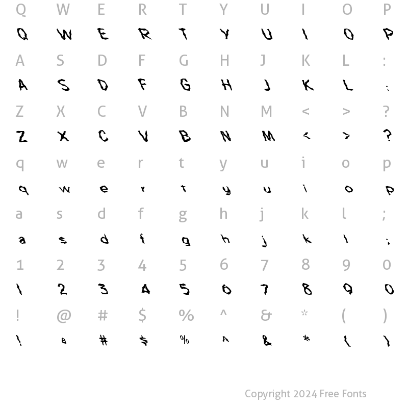 Character Map of FZ WACKY 63 LEFTY Normal