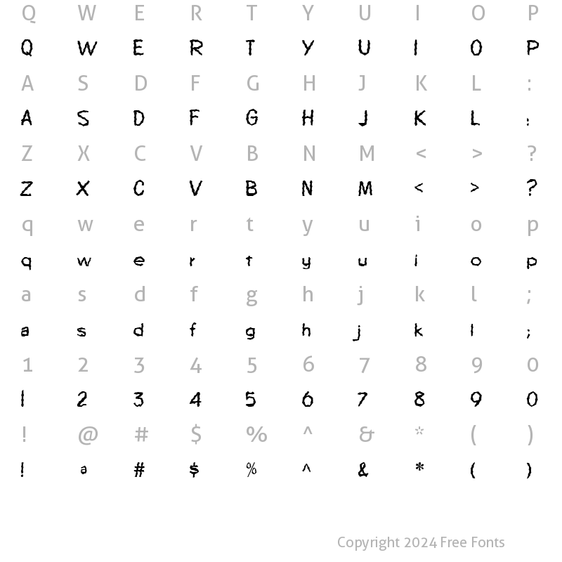 Character Map of FZ WACKY 64 Normal