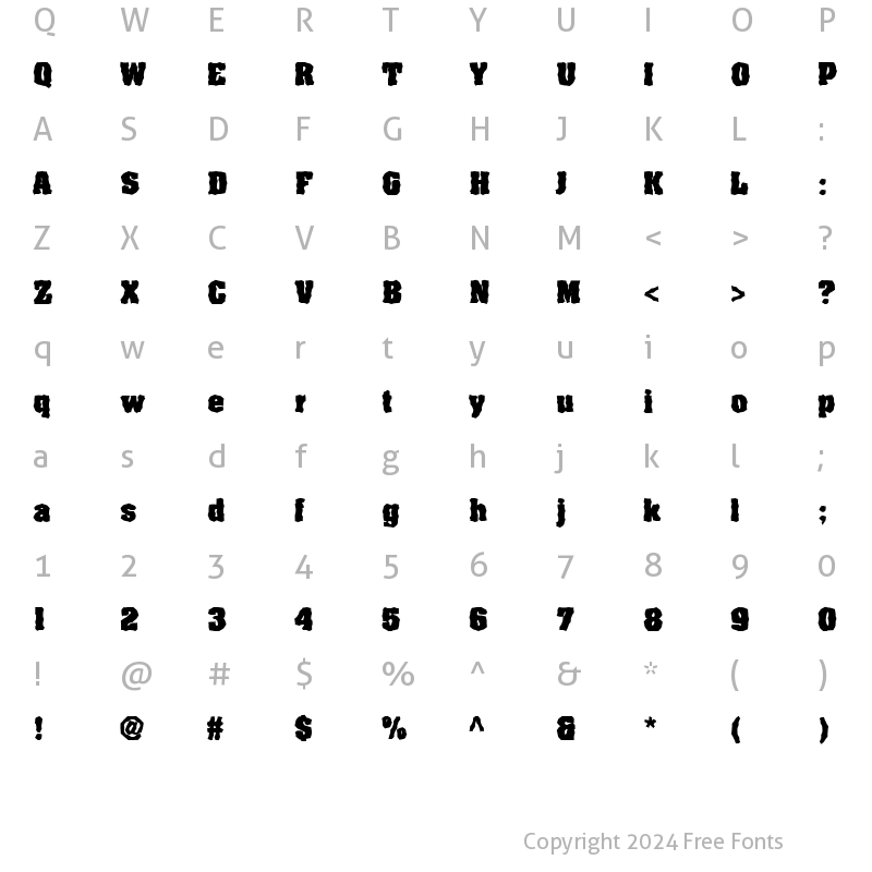 Character Map of FZ WACKY 65 Normal