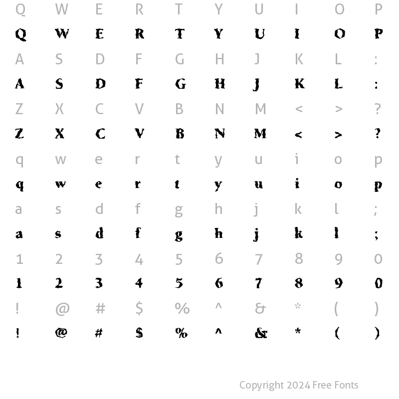 Character Map of FZ WACKY 66 Normal