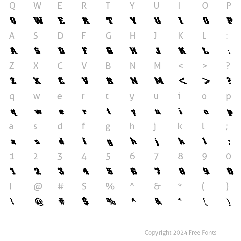 Character Map of FZ WACKY 67 LEFTY Normal