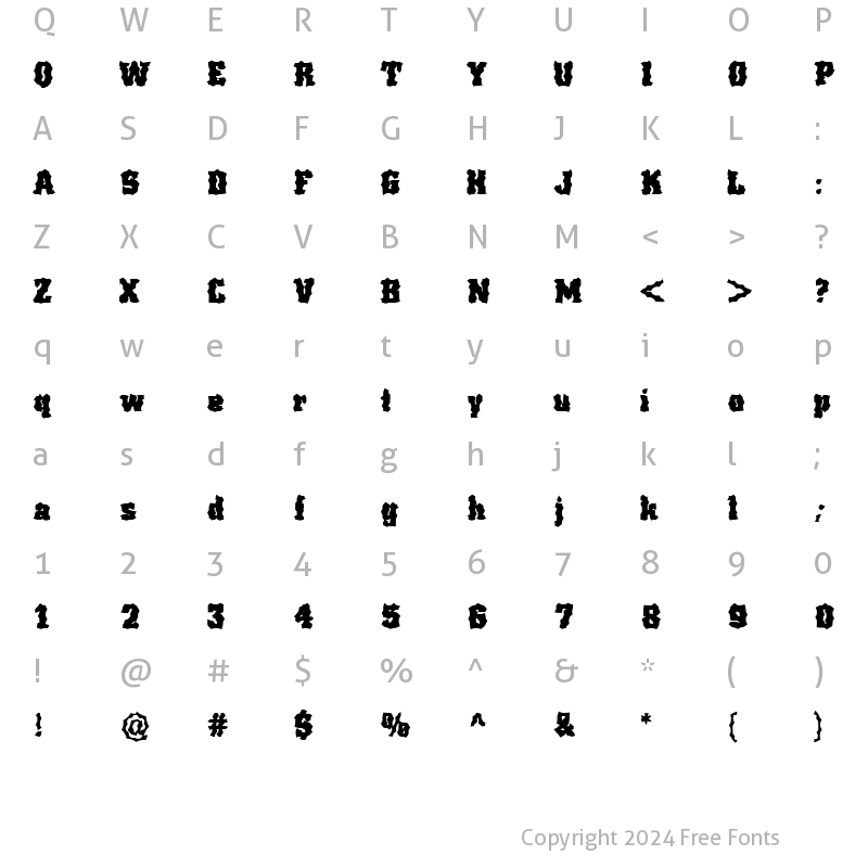 Character Map of FZ WACKY 67 Normal