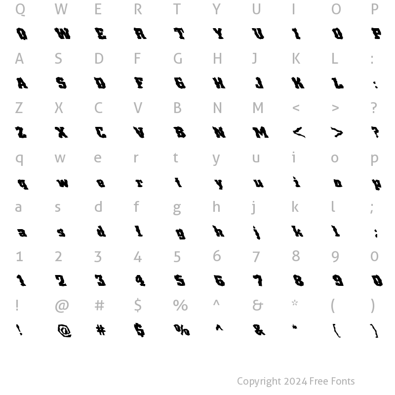 Character Map of FZ WACKY 68 LEFTY Normal