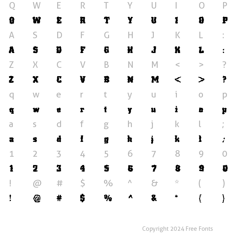 Character Map of FZ WACKY 68 Normal