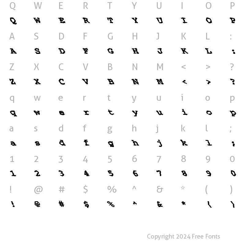 Character Map of FZ WACKY 69 LEFTY Normal