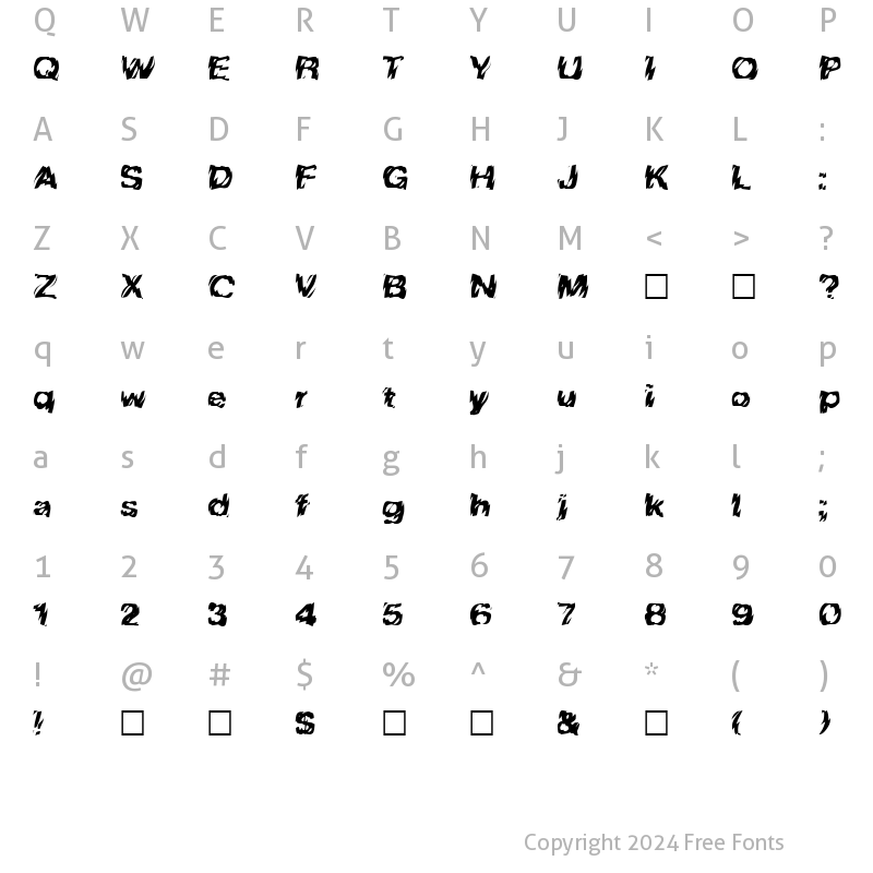 Character Map of FZ WARPED 10 Normal