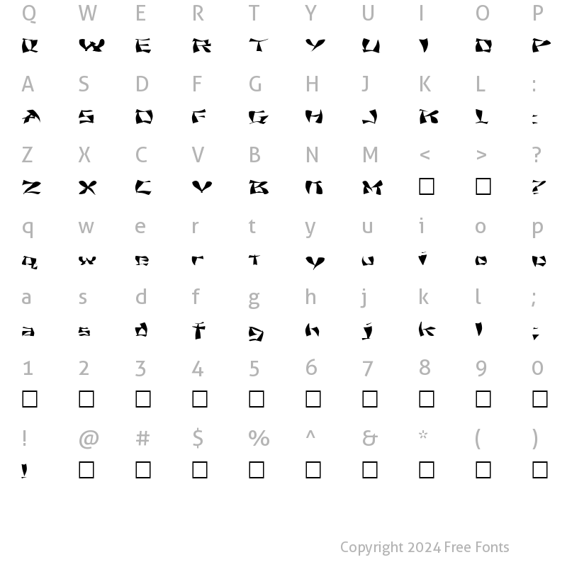 Character Map of FZ WARPED 11 EX Normal