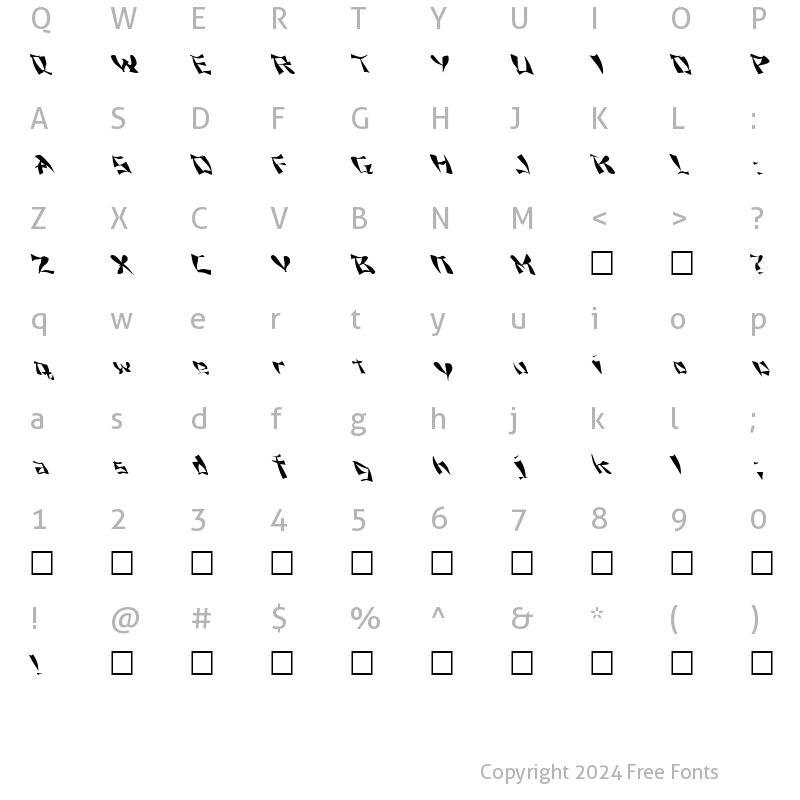 Character Map of FZ WARPED 11 LEFTY Normal