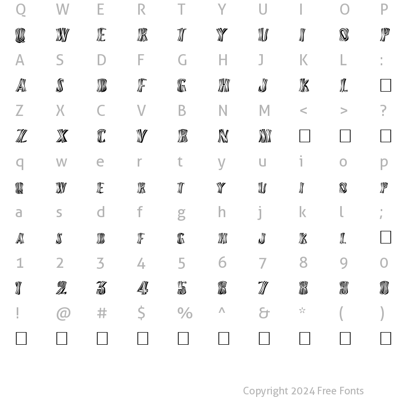 Character Map of FZ WARPED 13 Normal